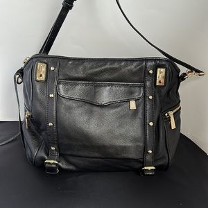 Rebecca Minkoff Black Leather zip Studded Crossbody bag